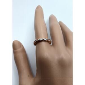 Rose Gold Sterling Silver CZ Eternity Band Ring Size 7 Alternating Stones
